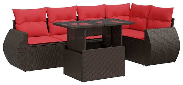 VidaXL 6 részes barna polyrattan akácfa kerti ülőgarnitúra párnával