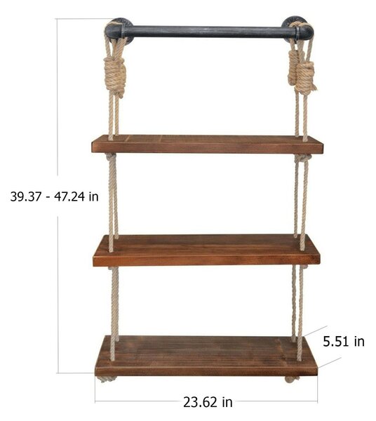 Hanah Home Wall Shelf Walnut Black Gar005