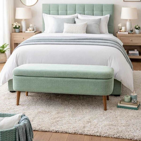 Atelier Del Sofa Puff Zöld Oslo Len - Zöld