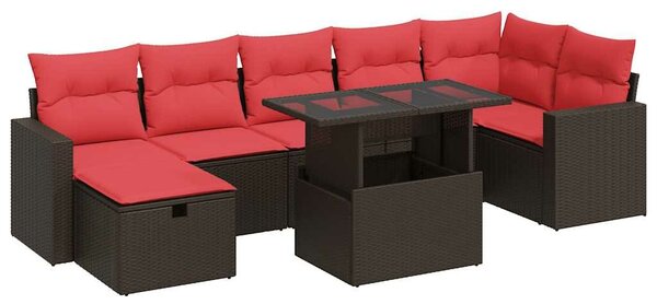 VidaXL 8 részes barna polyrattan akácfa kerti ülőgarnitúra párnákkal