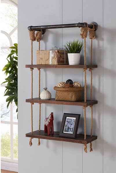 Hanah Home Wall Shelf Walnut Black Gar005