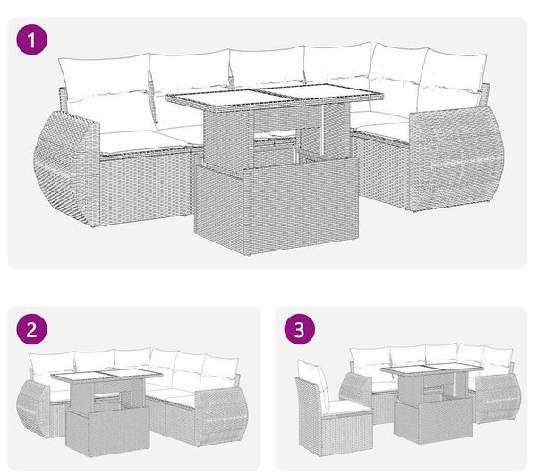 VidaXL 6 részes barna polyrattan akácfa kerti ülőgarnitúra párnával