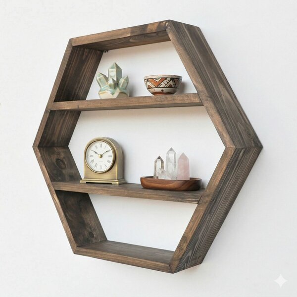 Hanah Home Dekorációs Fa Fali Polc Wooden Raf327