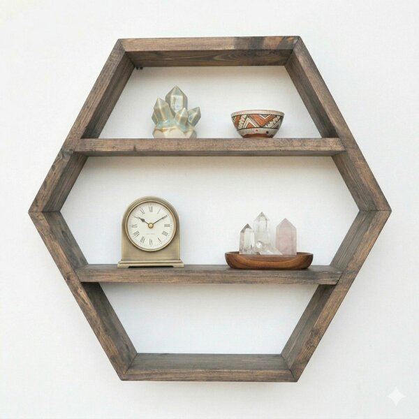 Hanah Home Dekorációs Fa Fali Polc Wooden Raf327