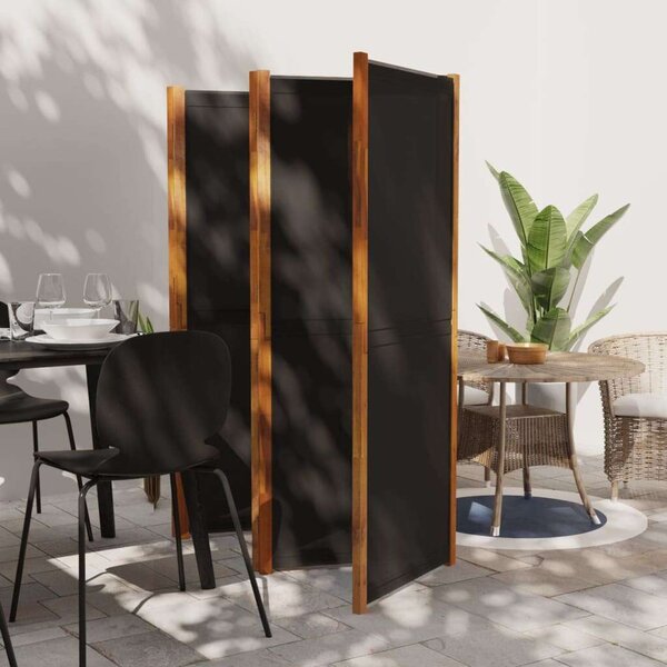 Akácfa Térelosztó - 5 Paneles - Fekete - 350x180 cm