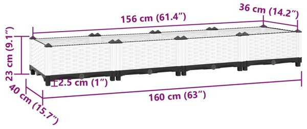 Polipropilén magaságyás 160 x 40 x 23 cm