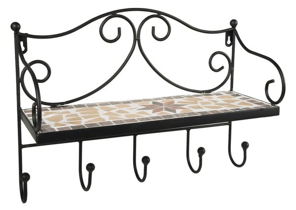 Fekete fém fali fogas polccal 42 cm Almeria – Garden Pleasure