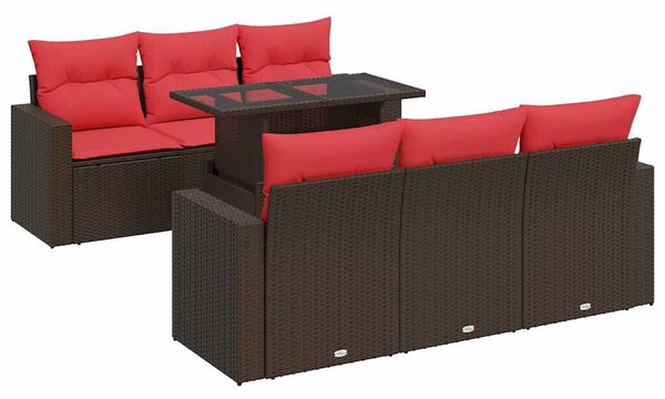 VidaXL 7 részes barna polyrattan akácfa kerti ülőgarnitúra párnákkal