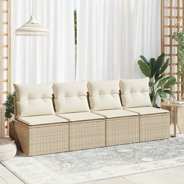 Polyrattan Kerti Ülőgarnitúra - 4 Részes - Bézs
