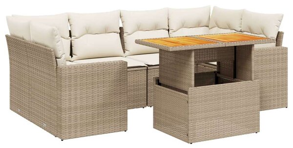 VidaXL Polyrattan Kerti Ülőgarnitúra - 7 részes - Bézs