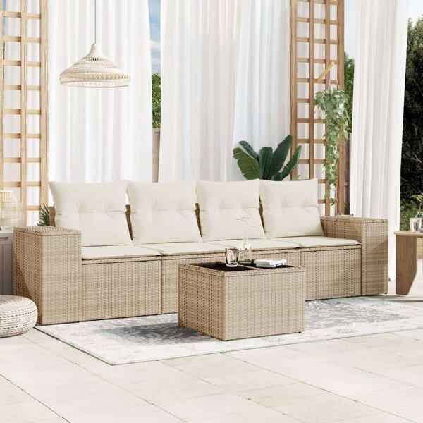 VidaXL Polyrattan Kerti Ülőgarnitúra - 5 részes - Bézs