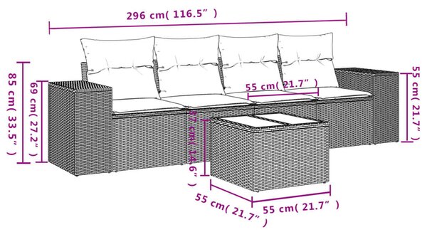 VidaXL Polyrattan Kerti Ülőgarnitúra - 5 részes - Bézs