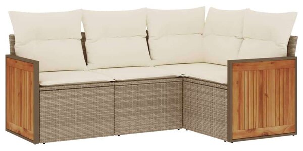 VidaXL Kerti Ülőgarnitúra - Polyrattan - Bézs - 4 részes