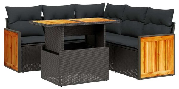 VidaXL Polyrattan Kerti Ülőgarnitúra - 6 részes - Fekete