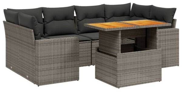 Polyrattan Kerti Ülőgarnitúra - 7 részes - Fekete