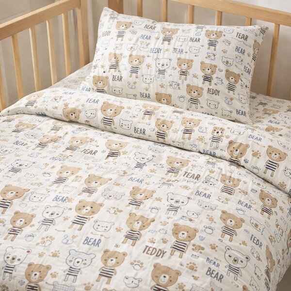 Muszlin ágyneműhuzat Teddy Bear TiaHome - Detský set 130x90cm + 65x45cm