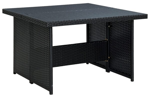 6 részes fekete polyrattan kerti bútorszett párnákkal