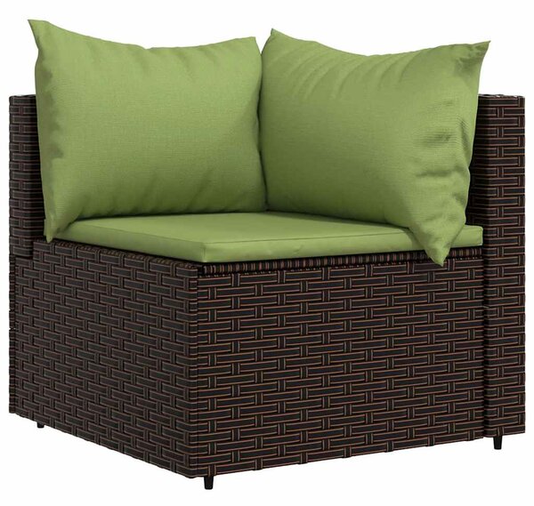 3 részes barna polyrattan kerti ülőgarnitúra párnával