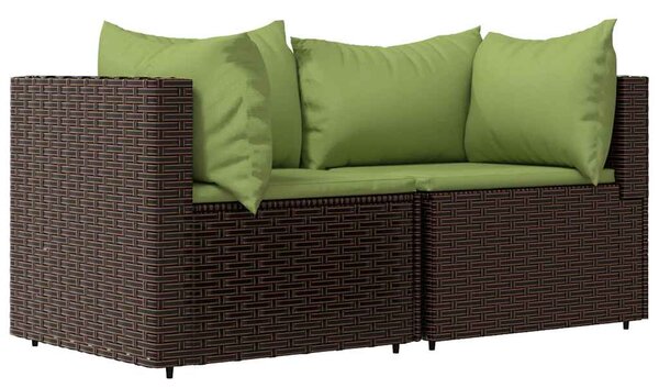 3 részes barna polyrattan kerti ülőgarnitúra párnával