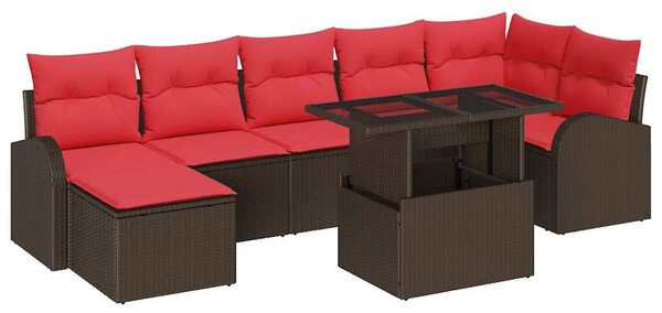 VidaXL Kerti Kanapé Szett párnával 8 pcs Barna és piros