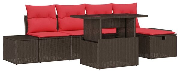 VidaXL Kerti Kanapé Szett párnával tárolóval 6 pcs polirattan
