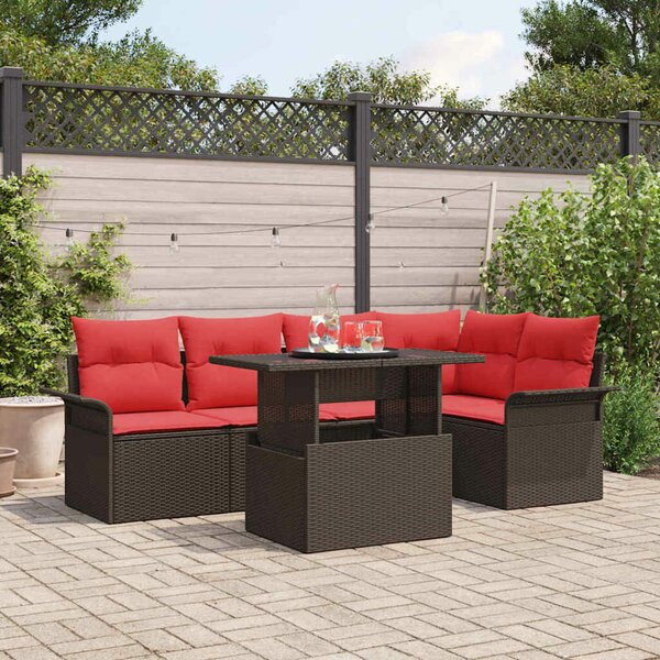 VidaXL Kerti Kanapé Szett párnával 6 pcs Barna Poli rattan