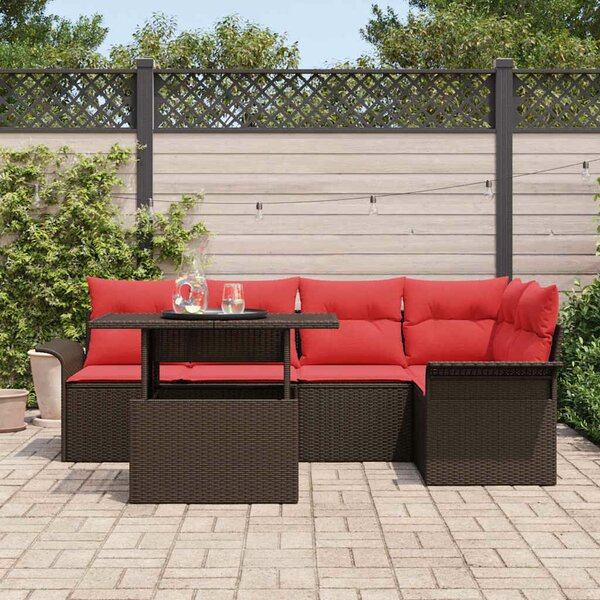 VidaXL Kerti Kanapé Szett párnával 6 pcs Barna Poli rattan