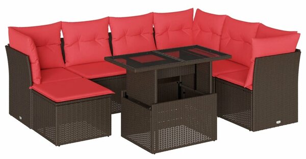 VidaXL 8 db barna polyrattan kerti kanapégarnitúra párnákkal