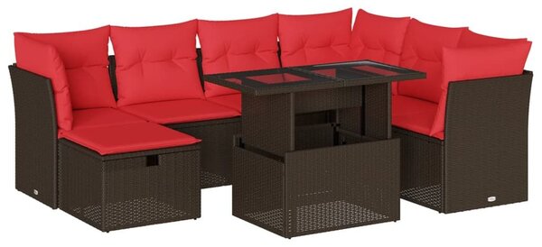 VidaXL 8 db barna polyrattan kerti kanapégarnitúra párnákkal