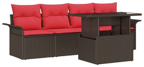 VidaXL Kerti Kanapé Szett párnával 5 pcs Barna polirattan