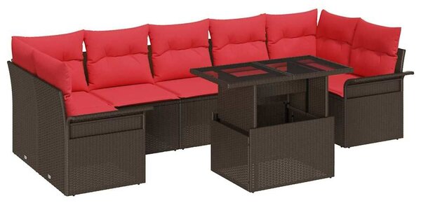 VidaXL Kerti Kanapé Szett párnával tárolóval 8 pcs Barna Poly Rattan