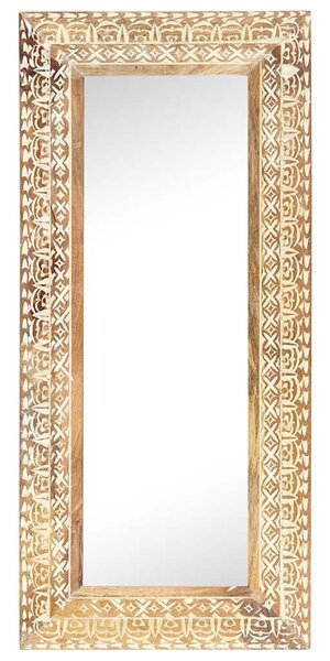 Kézzel faragott tömör mangófa tükör 110 x 50 x 2,6 cm