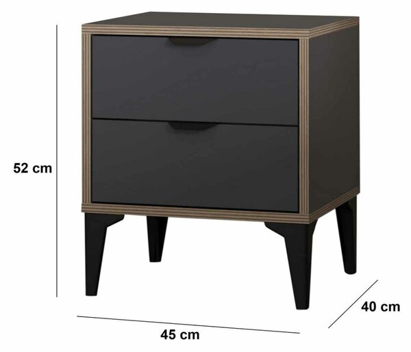 Hanah Home Nightstand Anthracite Arden - Anthracite