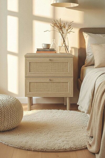 Hanah Home Nightstand Beige Baru - Beige