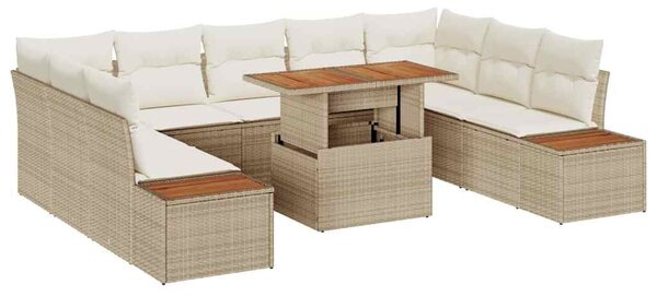 VidaXL Kerti Kanapé Szett 10 db Beige és krém
