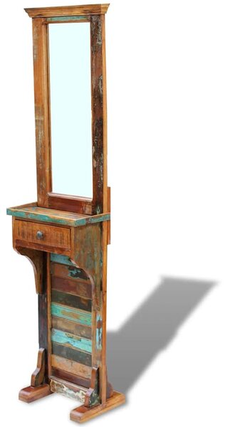 Tömör újrahasznosított fa előszoba tükör 47x23x180 cm