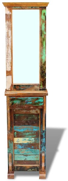 Tömör újrahasznosított fa előszoba tükör 47x23x180 cm