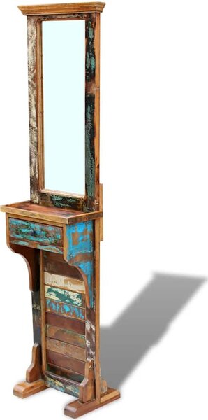 Tömör újrahasznosított fa előszoba tükör 47x23x180 cm