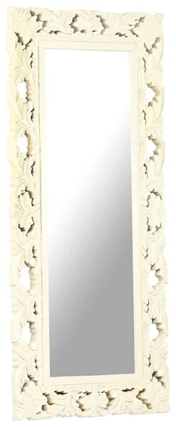 Kézzel faragott fehér tömör mangófa tükör 110 x 50 cm