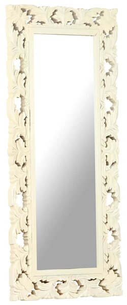 Kézzel faragott fehér tömör mangófa tükör 110 x 50 cm
