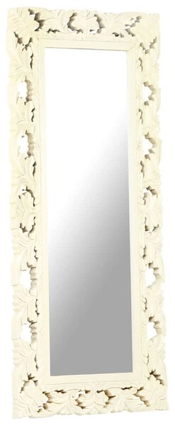Kézzel faragott fehér tömör mangófa tükör 110 x 50 cm