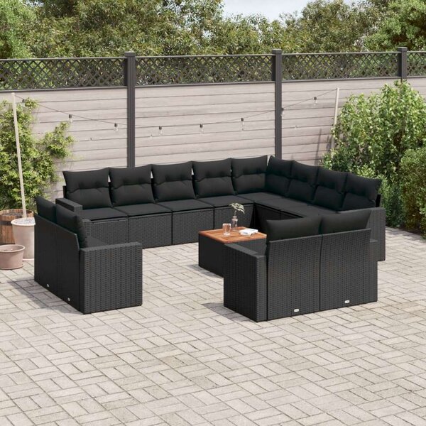 VidaXL Polyrattan Kerti Ülőgarnitúra - 13 részes - Fekete