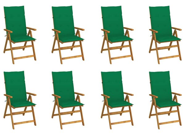 8 db összecsukható tömör akácfa kerti szék párnával