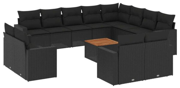 VidaXL Polyrattan Kerti Ülőgarnitúra - 13 részes - Fekete