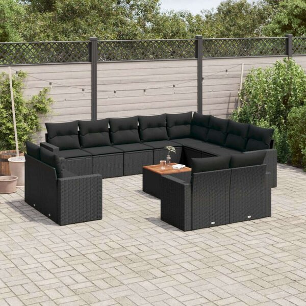 VidaXL Polyrattan Kerti Ülőgarnitúra - 13 részes - Fekete
