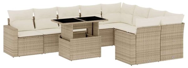 VidaXL Polyrattan Kerti Ülőgarnitúra - 10 részes - Bézs