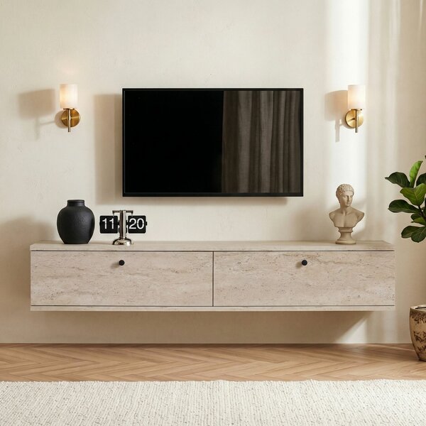Hanah Home TV Stand Travertine Ligne 140 - Travertine