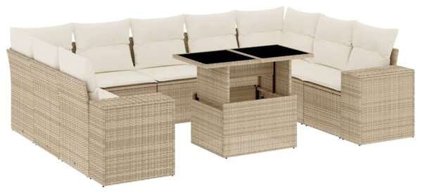 VidaXL Polyrattan Kerti Ülőgarnitúra - 10 részes - Bézs