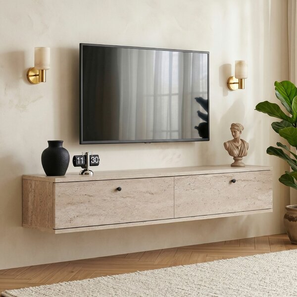 Hanah Home TV Stand Travertine Ligne 140 - Travertine