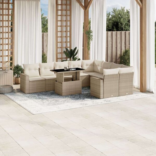 VidaXL Polyrattan Kerti Ülőgarnitúra - 10 részes - Bézs